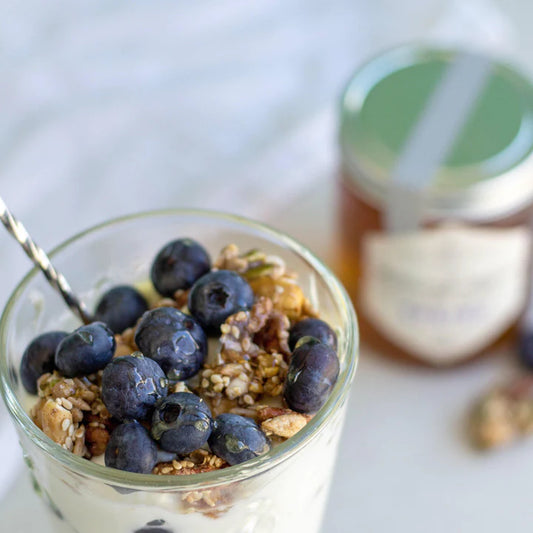 Honey Blueberry Yogurt Parfait with Seedy Nutty